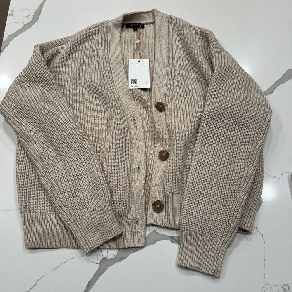 100% Organic Cotton Fisherman Boxy Cropped Cardigan